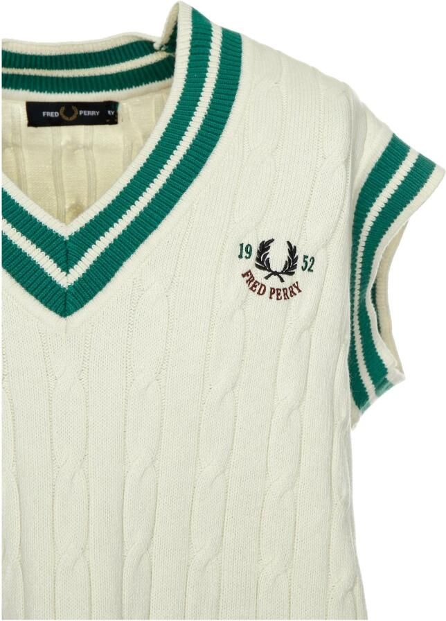 Fred Perry Gebreide Tennis Tank Pullunder met V-hals White Heren - Foto 2