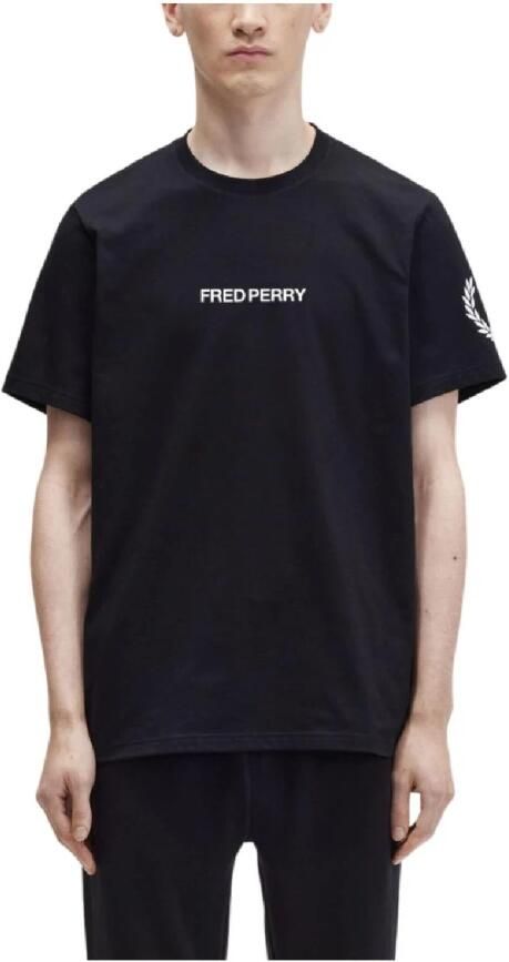 Fred Perry Casual Katoenen T-shirt voor Dagelijks Gebruik Black Heren - Foto 9