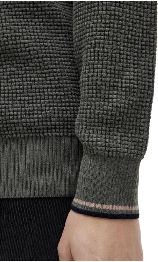 FRED PERRY Heren Truien & Vesten Waffle Stitch Crew Neck Jumper Groen - Foto 5