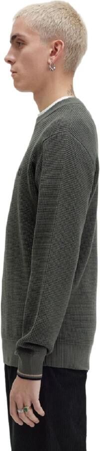FRED PERRY Heren Truien & Vesten Waffle Stitch Crew Neck Jumper Groen - Foto 7