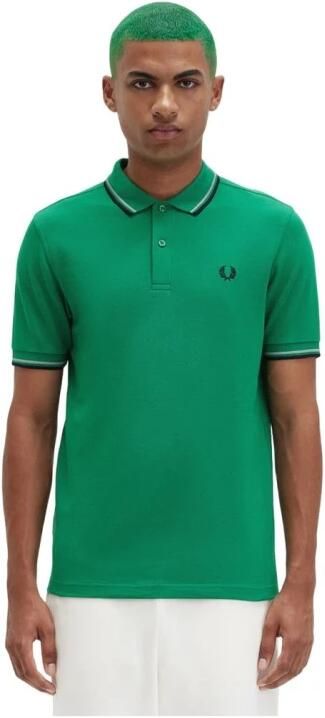 Fred Perry Groene Twin Tipped Katoenen Polo Groen Heren - Foto 3