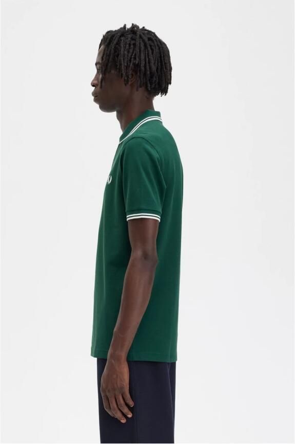 Fred Perry Heren M3600 Twin Tipped Donkergroene of Hemelsblauwe Polo Green Heren - Foto 4
