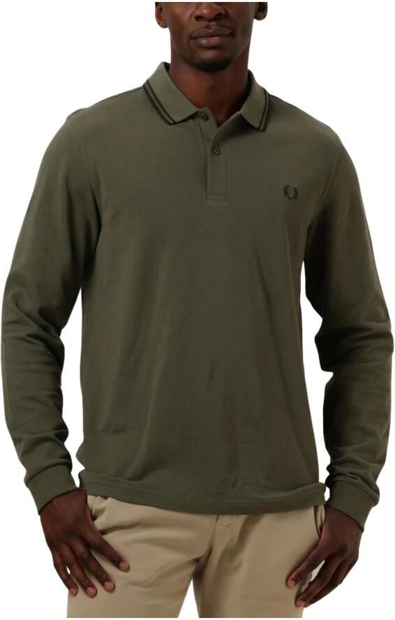 FRED PERRY Heren Polo's & T-shirts Twin Tipped Shirt Long Sleeve Donkergroen - Foto 3