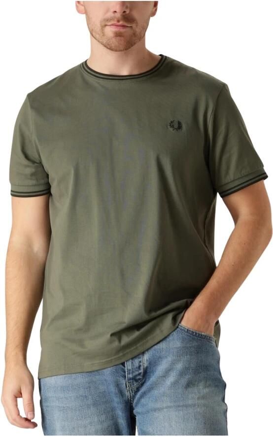 FRED PERRY Heren Polo's & T-shirts Twin Tipped Shirt Groen - Foto 4