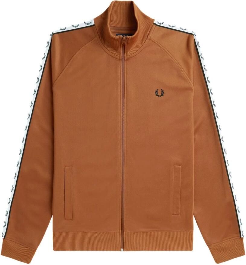 Fred Perry Heren Zip Hoodie met Logoband Orange Heren