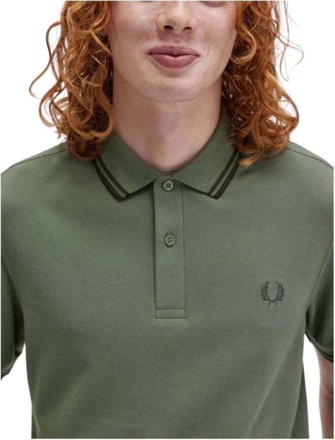 Fred Perry Twin Tipped Short Sleeve Polo Shirt Heren Green- Heren Green