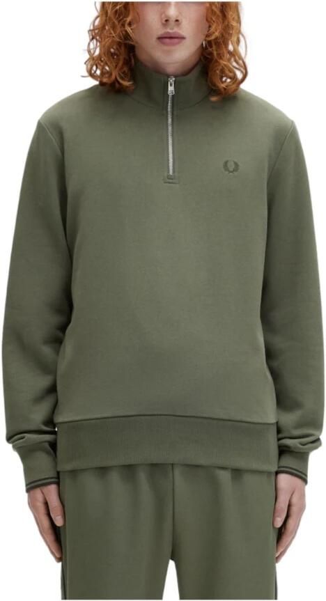 FRED PERRY Heren Truien & Vesten Half Zip Sweatshirt Groen - Foto 7