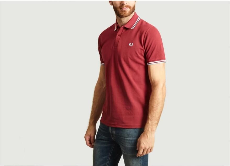 Fred Perry Piqué Polo Dubbele Streep Moderne Pasvorm Brown Heren - Foto 5