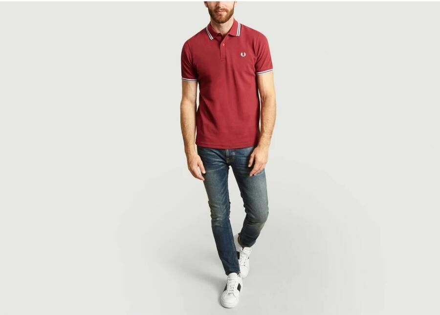 Fred Perry Piqué Polo Dubbele Streep Moderne Pasvorm Brown Heren - Foto 4