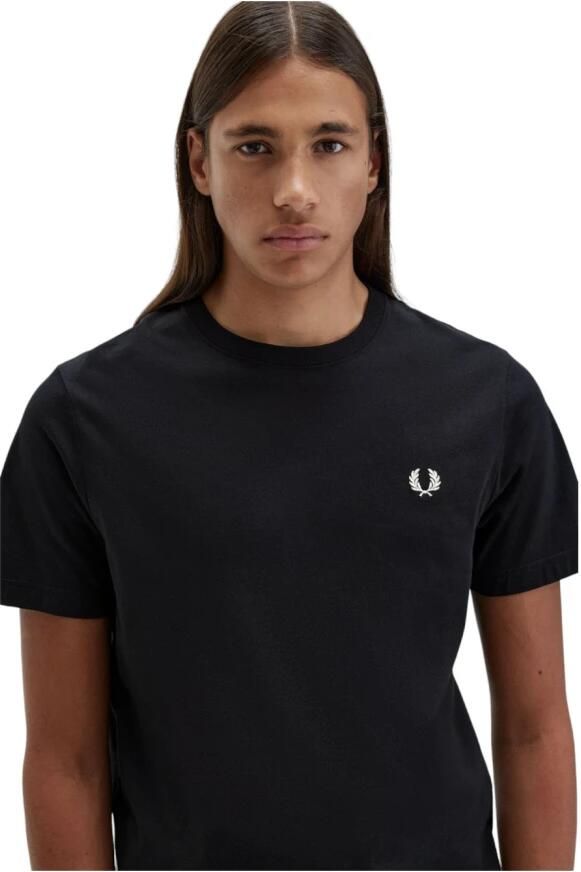 Fred Perry Heren Crew Neck T-shirt in Zwart Black Heren