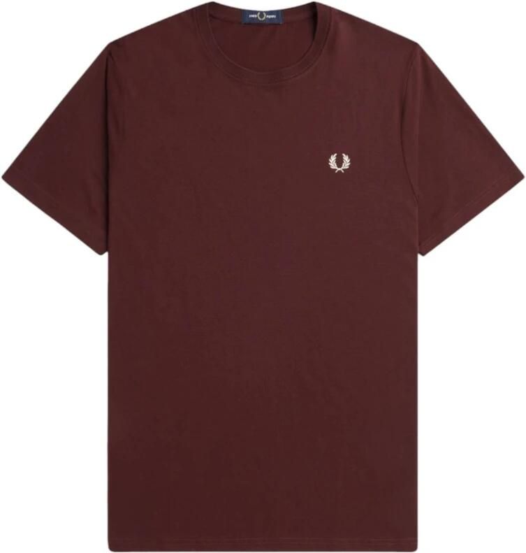 Fred Perry Bordeaux Logo Ronde Hals T-shirt Red Heren