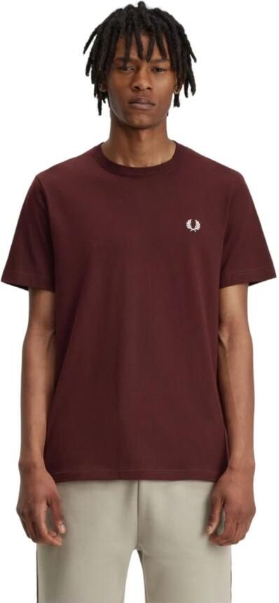 Fred Perry Bordeaux Logo Ronde Hals T-shirt Red Heren - Foto 4