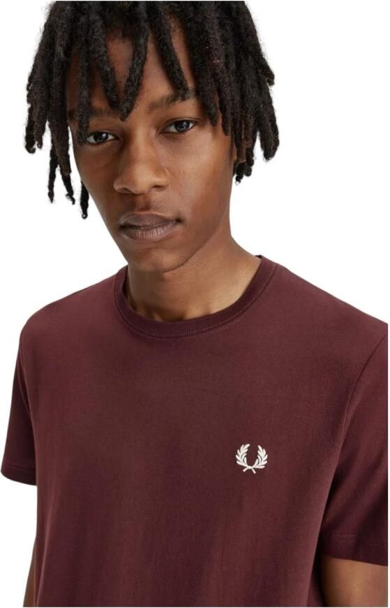 Fred Perry Bordeaux Logo Ronde Hals T-shirt Red Heren - Foto 2