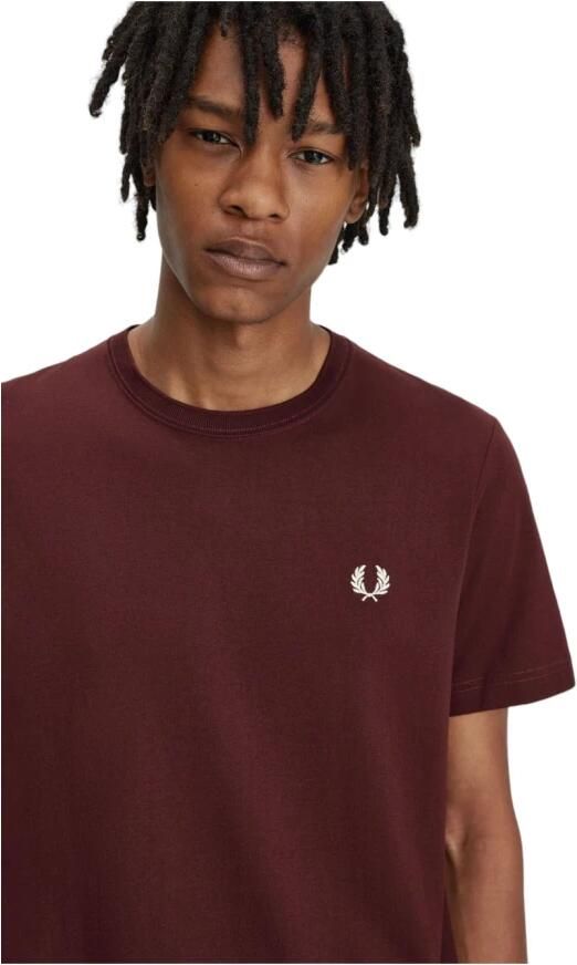 Fred Perry Bordeaux Logo Ronde Hals T-shirt Red Heren - Foto 3