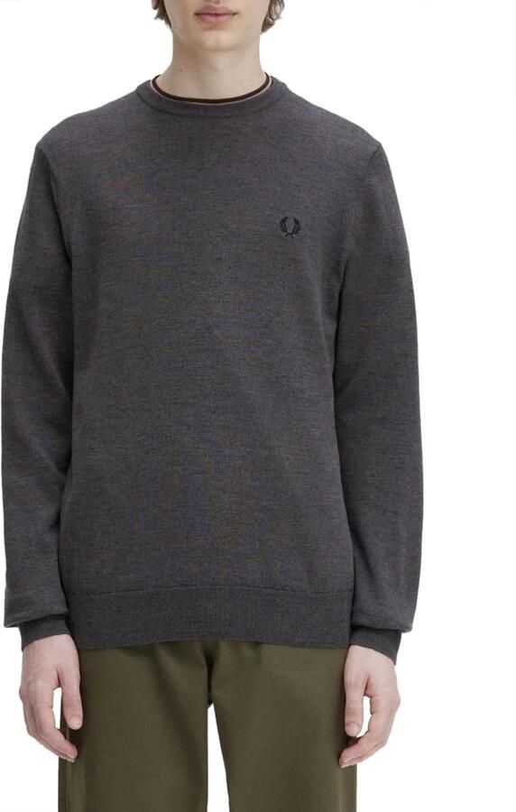 Fred Perry Heren Crewneck Trui Sportieve Merino Wol Mix Gray Heren - Foto 4