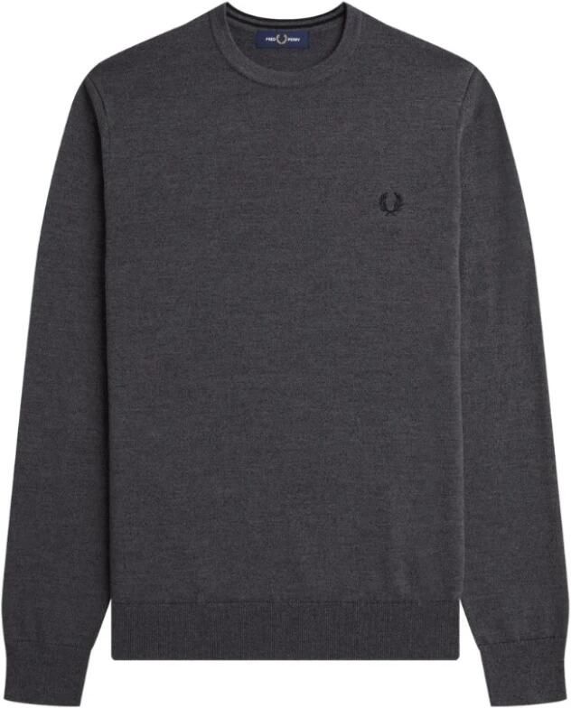 Fred Perry Heren Crewneck Trui Sportieve Merino Wol Mix Gray Heren - Foto 8