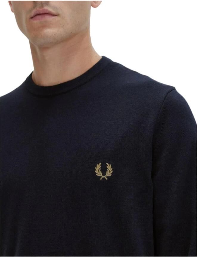 Fred Perry Klassieke Ronde Hals Merinowolmix Trui Blue Heren - Foto 3