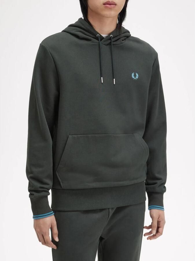 FRED PERRY Heren Truien & Vesten Tipped Hooded Sweatshirt Groen - Foto 3