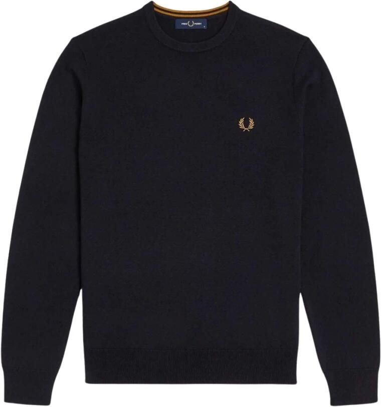 Fred Perry Klassieke Ronde Hals Merinowolmix Trui Blue Heren