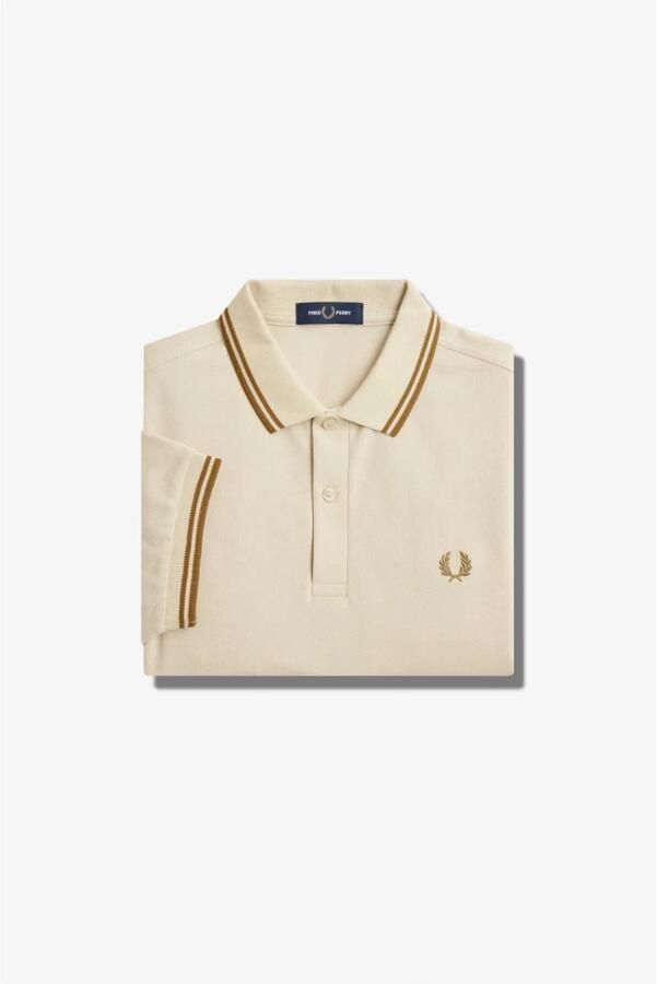 Fred Perry Klassieke Twin Tipped Polo Shirt Beige Heren