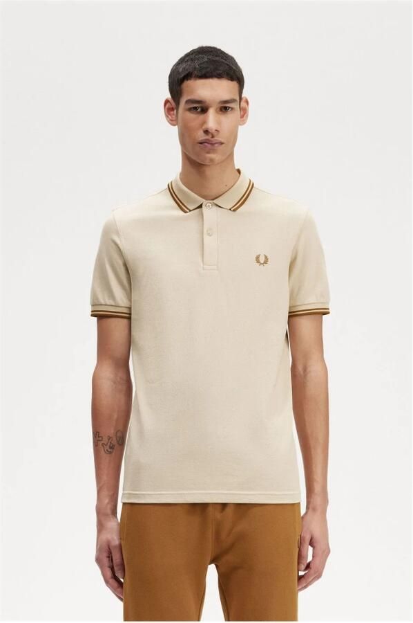 Fred Perry Klassieke Twin Tipped Polo Shirt Beige Heren - Foto 3