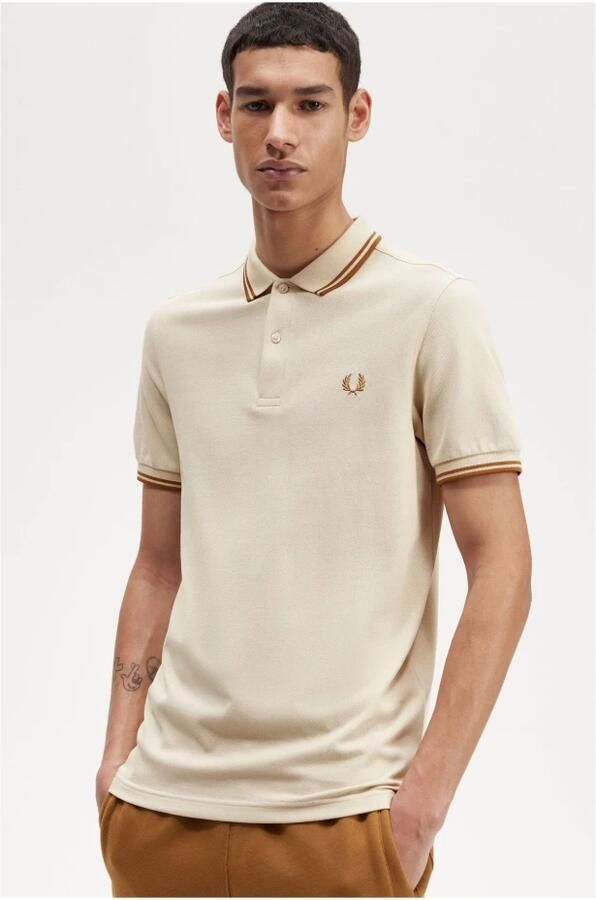 Fred Perry Klassieke Twin Tipped Polo Shirt Beige Heren - Foto 5