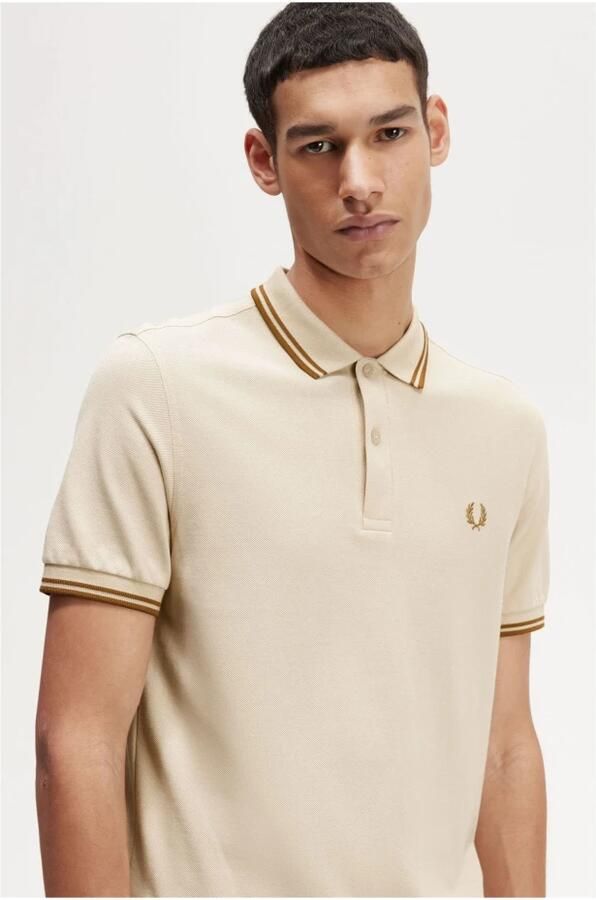 Fred Perry Klassieke Twin Tipped Polo Shirt Beige Heren - Foto 6