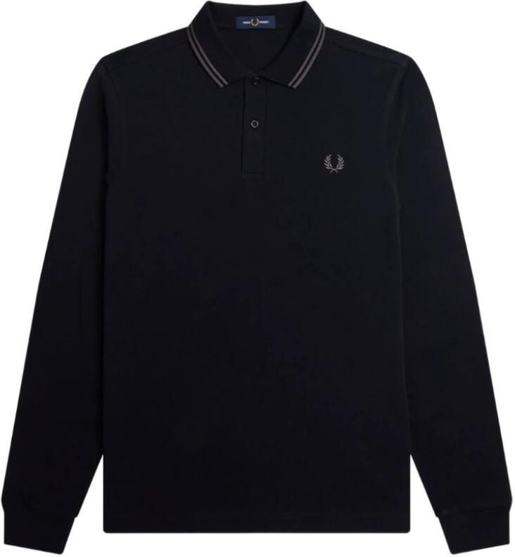 Fred Perry Polo Shirt Lange Mouw Long Sleeve Twin Tipped Polo Shirt Black Ecru Green - Foto 5