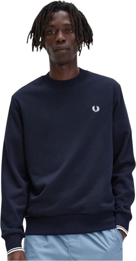 Fred Perry Heren Katoenen Sweatshirt met Geribbelde Afwerkingen Blue Heren - Foto 16