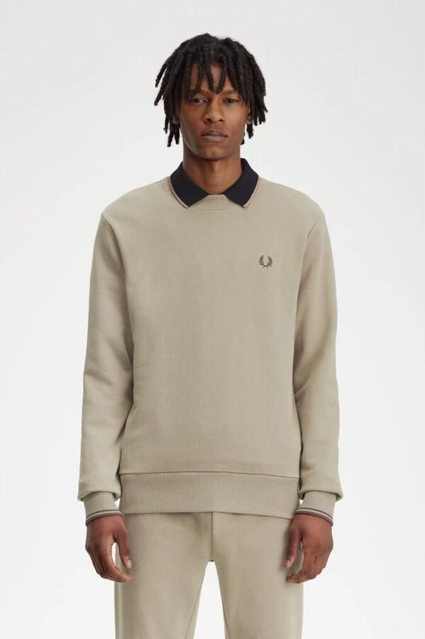 FRED PERRY Heren Truien & Vesten Crew Neck Sweatshirt Olijf - Foto 2