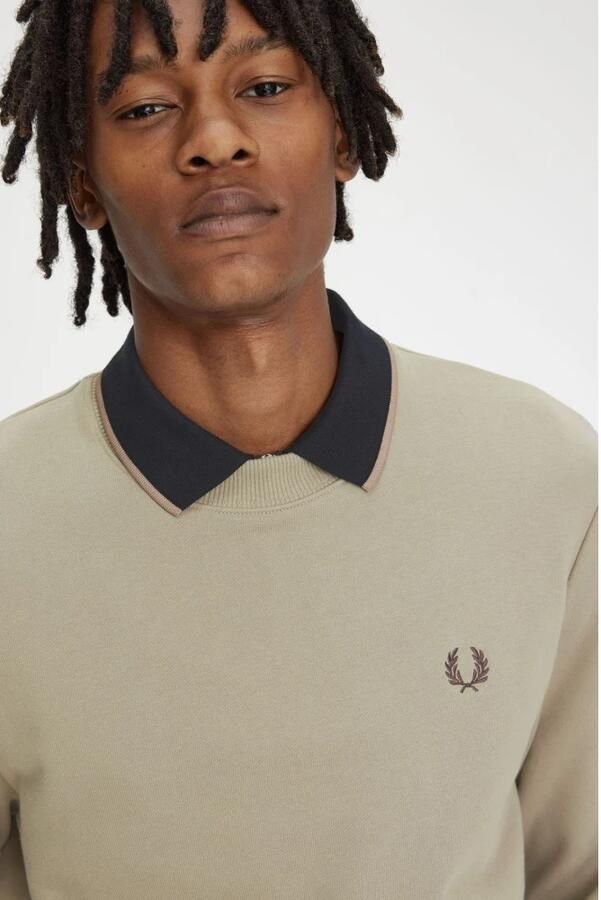 FRED PERRY Heren Truien & Vesten Crew Neck Sweatshirt Olijf