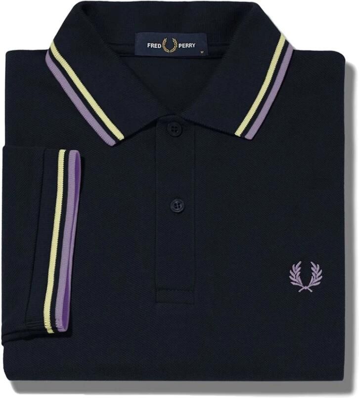 Fred Perry Slim Fit Twin Tipped Polo in Navy Snow White Mar Grass Blue Heren - Foto 12