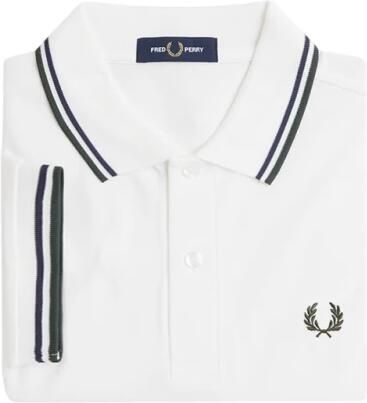 Fred Perry Twin Tipped Short Sleeve Polo Shirt Heren White- Heren White - Foto 8