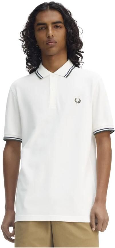Fred Perry Twin Tipped Short Sleeve Polo Shirt Heren White- Heren White - Foto 6