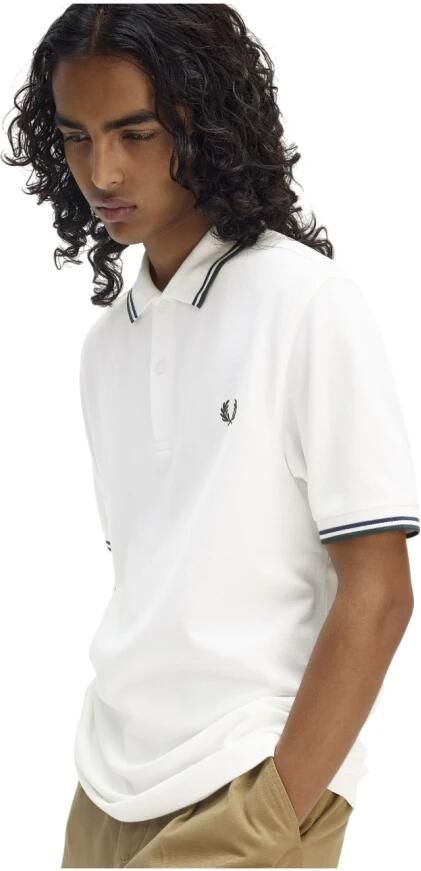 Fred Perry Twin Tipped Short Sleeve Polo Shirt Heren White- Heren White - Foto 5