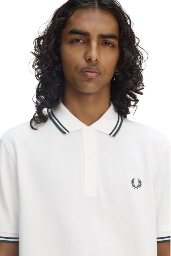 Fred Perry Twin Tipped Short Sleeve Polo Shirt Heren White- Heren White - Foto 2