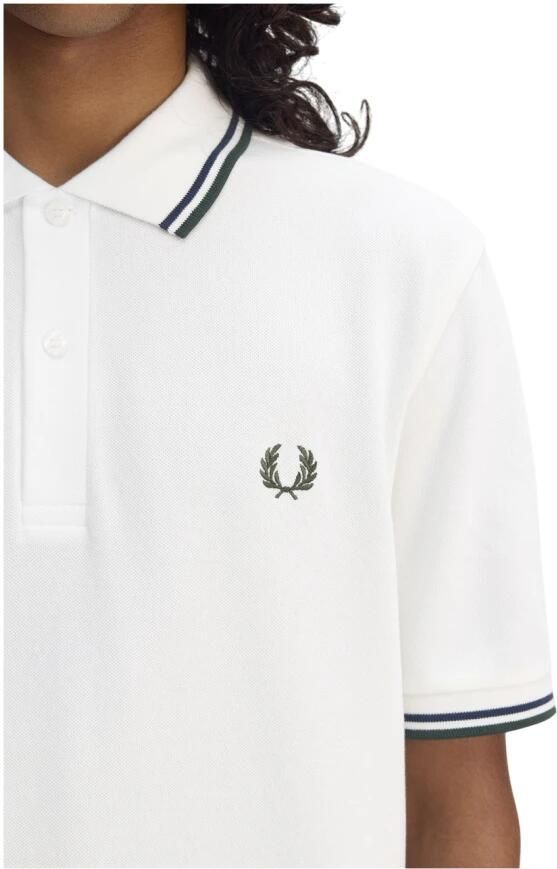 Fred Perry Twin Tipped Short Sleeve Polo Shirt Heren White- Heren White - Foto 3