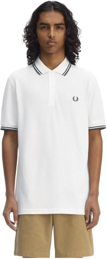 Fred Perry Twin Tipped Short Sleeve Polo Shirt Heren White- Heren White - Foto 7