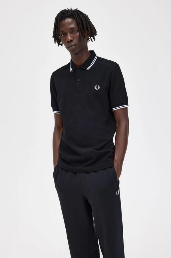 Fred Perry Slim Fit Twin Tipped Polo in Navy Snow White Mar Grass Blue Heren - Foto 18