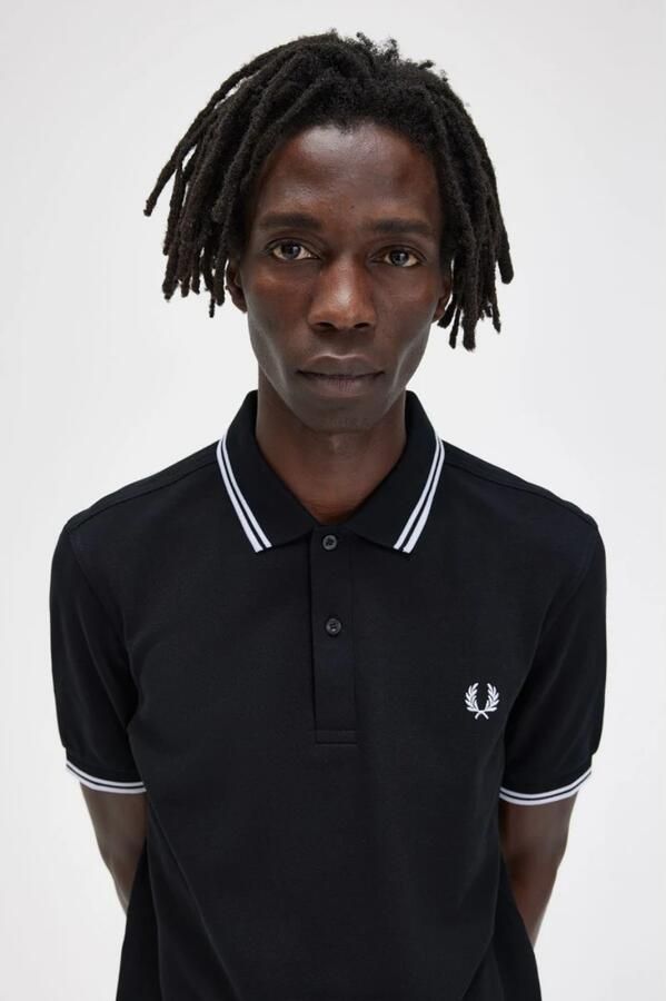 Fred Perry Slim Fit Twin Tipped Polo in Navy Snow White Mar Grass Blue Heren - Foto 19