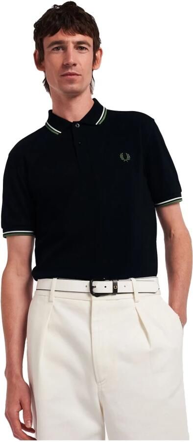Fred Perry Polo shirt met dubbele groene appelrand Black Heren - Foto 5