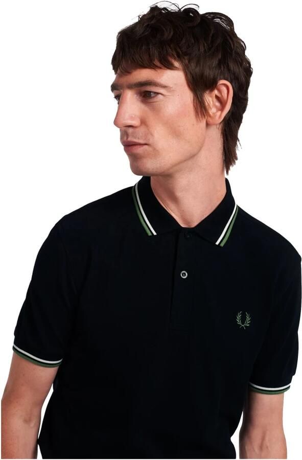 Fred Perry Polo shirt met dubbele groene appelrand Black Heren - Foto 4