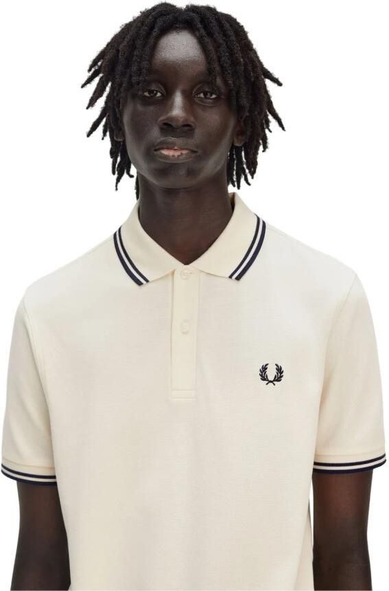 Fred Perry Twin Tipped Short Sleeve Polo Shirt Heren Ecru- Heren Ecru - Foto 3