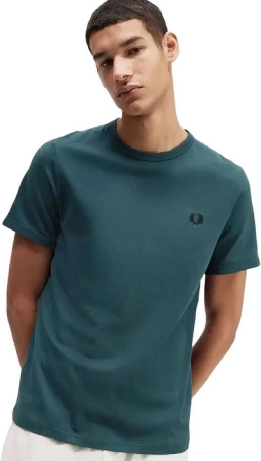 FRED PERRY Heren Polo's & T-shirts Ringer T-shirt Petrol - Foto 4