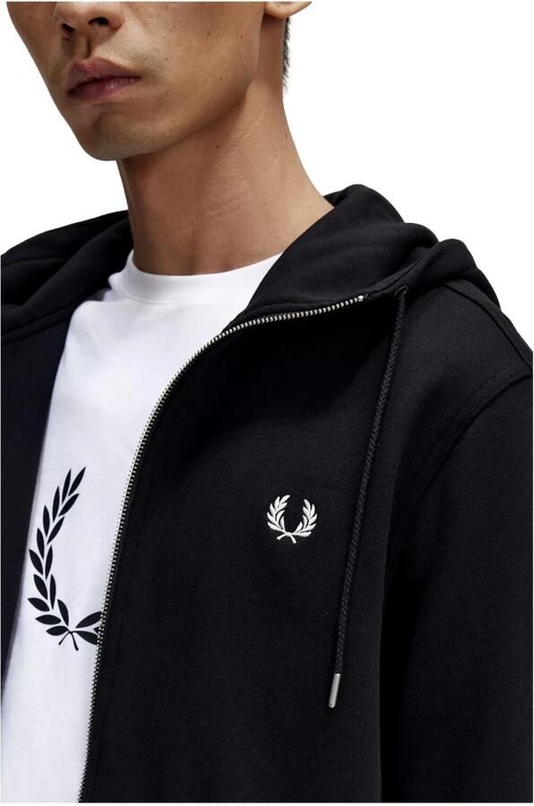 Fred Perry Felpa con cappuccio e zip interna uomo J7536 Nero Zwart Heren - Foto 3