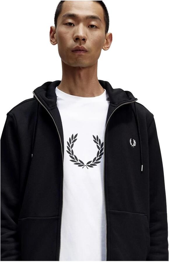 Fred Perry Felpa con cappuccio e zip interna uomo J7536 Nero Zwart Heren - Foto 4