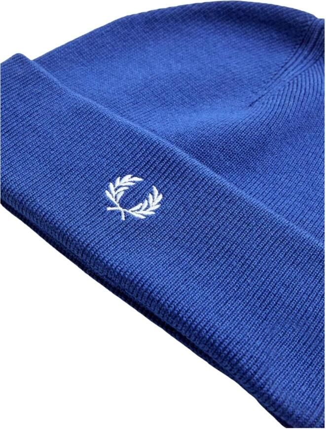 Fred Perry Blauwe Merinowollen Hoed Blue Heren