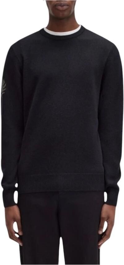Fred Perry Zwart Logo Zij Sweater Black Heren