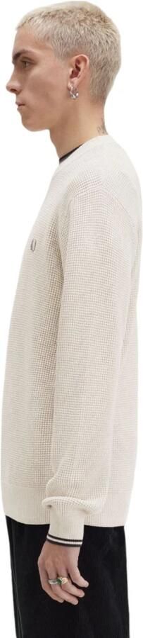 FRED PERRY Heren Truien & Vesten Waffle Stitch Crew Neck Jumper Gebroken Wit - Foto 5