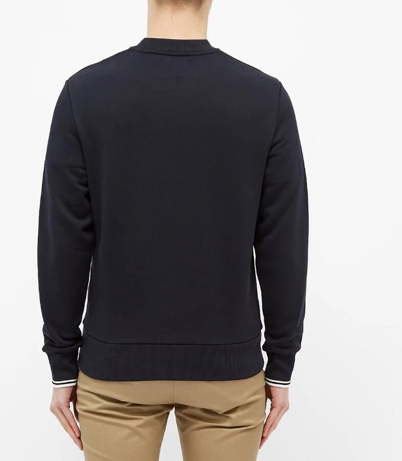 Fred Perry Heren Katoenen Sweatshirt met Geribbelde Afwerkingen Blue Heren - Foto 4